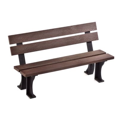 Recycled Plastic Armless Bench - Durable Commercial Grade Seat - 3 Person - 150cm Length - Brown and Black