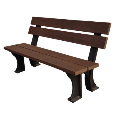 Recycled Plastic Armless Bench - Durable Commercial Grade Seat - 3 Person - 150cm Length - Brown and Black
