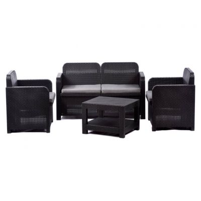 Garda Sofa Set - Table with 2 Chairs & 1 Sofa - Anthracite