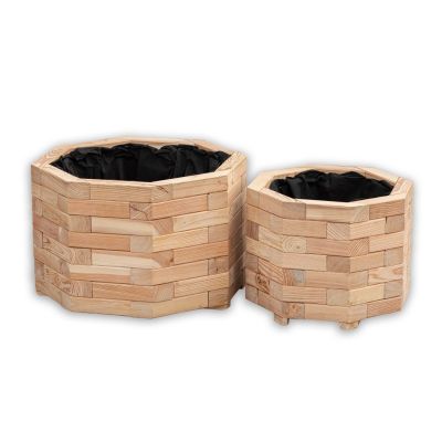 Chelsea Octagonal Planters - Green Larch - 2 Sizes / 2 Pack