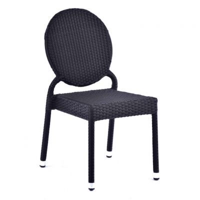 Ascot Classic Rattan Side Chair in Black Round Back