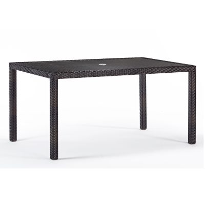 Ascot Rattan Rectangle Table -  150 x 90cm Glass Topped With Black and Brown Weave