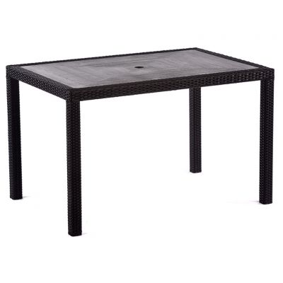Ascot Rectangular 120x80cm Black Rattan Table with Grey Polyresin Top