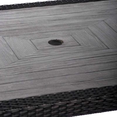 Ascot Rectangular 120x80cm Black Rattan Table with Grey Polyresin Top