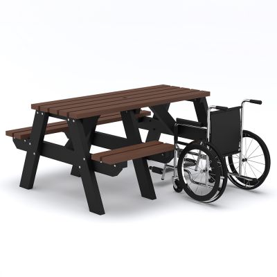 Eco Theo A Frame Wheelchair Access Recycled Plastic Picnic Table 150cm - Black/Brown