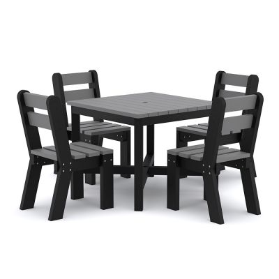 Eco Enzo Dining Set - 90cm Square Table & 4 Side Chairs