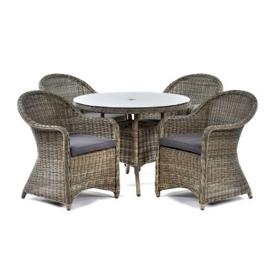 Regent Rattan Large Round Glass Table, Rattan Round Table And 4 Chairs Cover