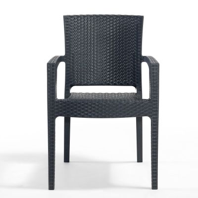 Madrid Rattan Style Arm Chair - Polypropylene Durable Seat - Anthracite