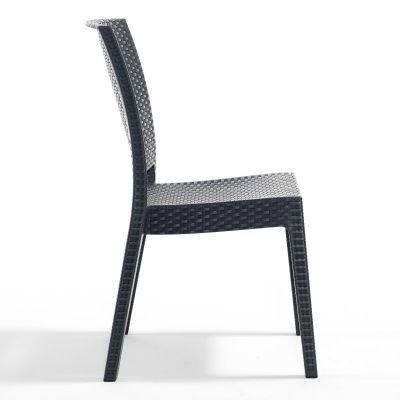 Madrid Rattan Style Side Chair - Polypropylene Durable Seat - Anthracite