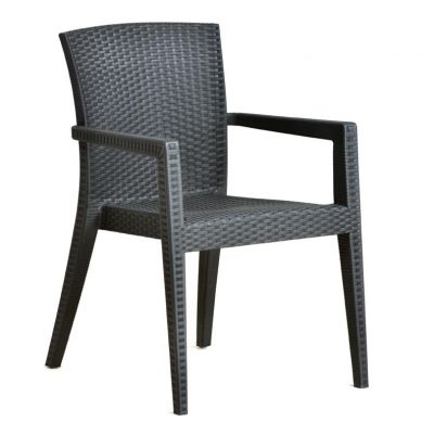 Madrid 80cm x 80cm Anthracite Square Dining Set with 4 Arm Chairs