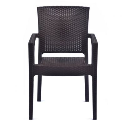 Recycled Madrid Rattan Effect Polypropylene Stacking Arm Chair Brown