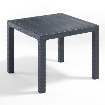 Madrid Rattan Effect Polypropylene Large Square 90x90cm Dining Table - Anthracite