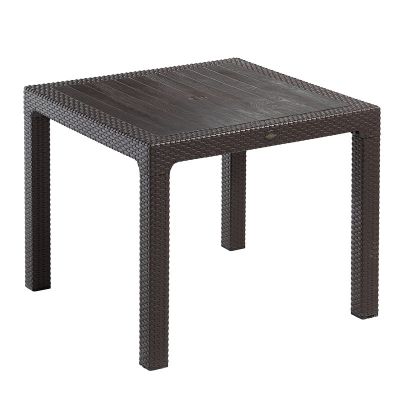 Madrid Rattan Effect Polypropylene Large Square 90x90cm Dining Table - Brown