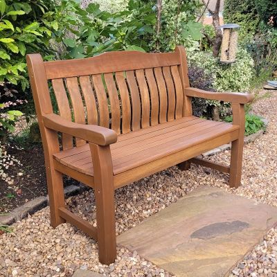 Boston Comfy Bench 120cm - 2 Seat Curved Back - Durable Hardwood Bench
