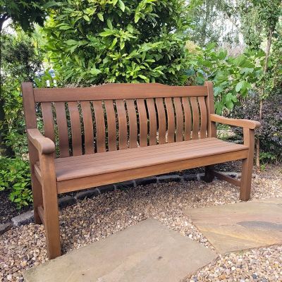 Boston Comfy Bench 160cm - 3 Seat Curved Back - Durable Hardwood Bench