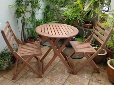 Boston 2 Seat Folding Set - Hardwood Foldable Dining Set