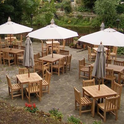 Warwick Square Set With 4 Side Chairs  - 4 Person Set 90 x 90cm Table - Durable Grade A Teak - Outdoor / Indoor Suitable - Flat Packed