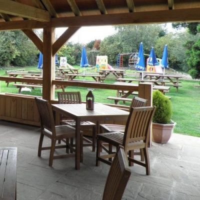 Premium Devon Hardwood Set - Square Table 4 Side Chairs - Durable Commercial Set - 4 Person Set