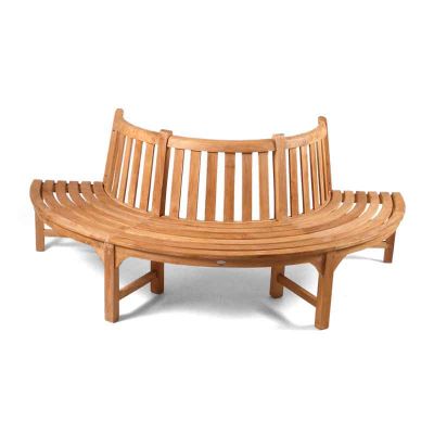 Teak Half Circle Tree Seat - Grade A Teak - High Quality Bench - 105cm Diameter - Fully Assembled