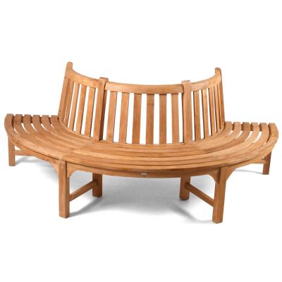 Teak Half Circle Tree Seat - Grade A Teak - High Quality Bench - 105cm Diameter - Fully Assembled