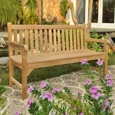 Warwick Teak Bench - Grade A Teak Garden Seat - 150cm Length - 3 Person Classic Design