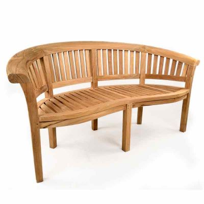 Windsor Curved Teak Bench - Premium Grade A Teak Garden Seat - 165cm Length - 3 Person Modern Design