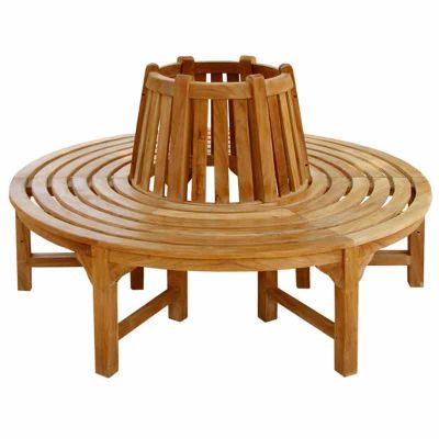 Teak Full Circle Tree Seat - Grade A Teak - High Quality Bench - Fits Trees Up 45cm Diameter - Fully Assembled (Small)
