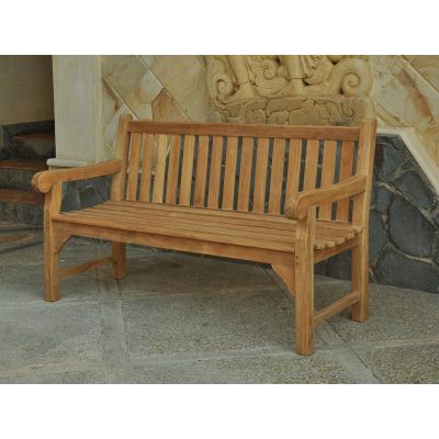 Queensbury Teak Bench - Grade A Teak Garden Seat - 150cm Length - 3 Person Classic Design