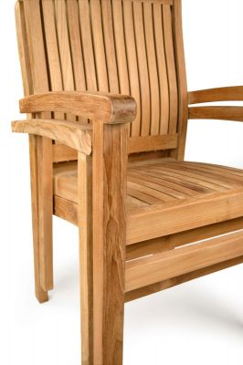 Harston Arm Chair - Grade A Teak - High Quality Indoor / Outdoor Seat - Fully Assembled & Stackable