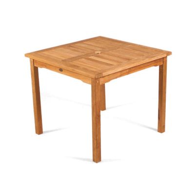 Benson Small Square Table - 90 x 90cm - High Quality Teak - Flat Packed - Parasol Hole