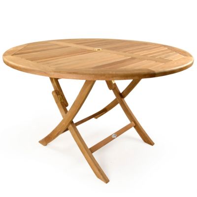 Willoughby Round Folding Table - Diameter 120cm - Grade A Teak - Flat Packed - Parasol Hole