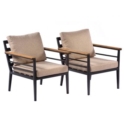 Premium Livorno Teak Wood & Aluminium Sofa Chair (Pair)