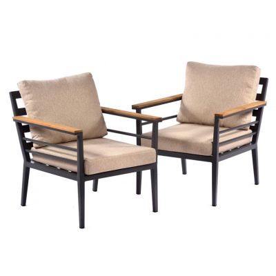 Premium Livorno Teak Wood & Aluminium Sofa Chair (Pair)