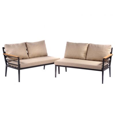 Premium Livorno Teak Wood & Aluminium Modular Double Sofa (Left and Right Seat)