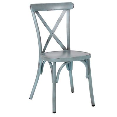 Chia Stackable Aluminium Side Chair Vintage Blue