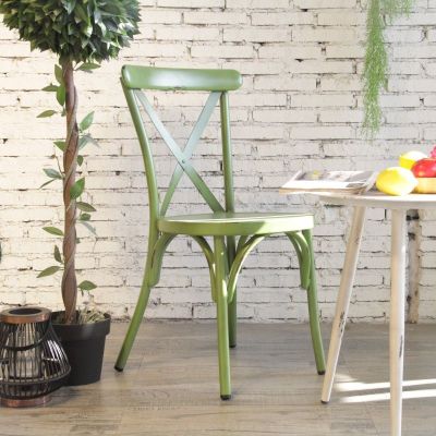 Chia Stackable Aluminium Side Chair Vintage Green
