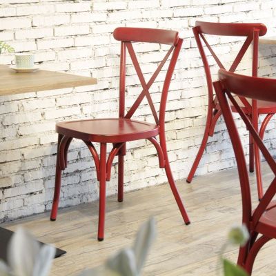 Chia Stackable Aluminium Side Chair Vintage Red