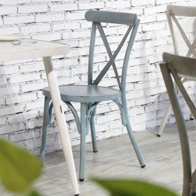 Chia Stackable Aluminium Side Chair Vintage Blue