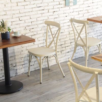 Chia Stackable Aluminium Side Chair Vintage White