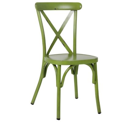 Chia Stackable Aluminium Side Chair Vintage Green