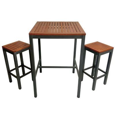 Dorset Bar Table Set – 75cm Square Table with 2 High Bar Stools – Hardwood/Metal