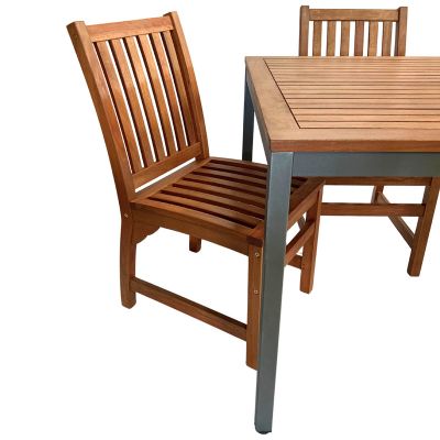 Dorset 90cm Square Dining Table with 4 Devon Side Chair Set – Hardwood/Metal