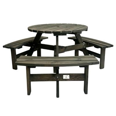 Brentwood 6 Seat Round Commercial Picnic Table - 1.7M Diameter - Dark Grey